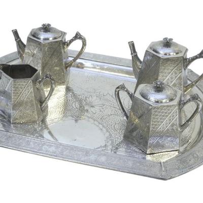 Sale Photo Thumbnail #103: JAMES TUFTS BOSTON AESTHETIC TEA SERVICE WITH TRAY