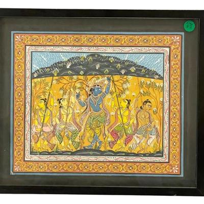 Sale Photo Thumbnail #89: HAND PAINTED PATTACHITRA KRISHNA ON SILK