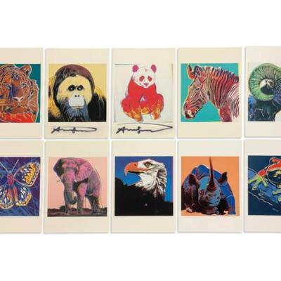 Sale Photo Thumbnail #105: SET OF 10 ANDY WARHOL (1928-1987) 2 SIGNED ENDANGERED SPECIES POSTCARDS
