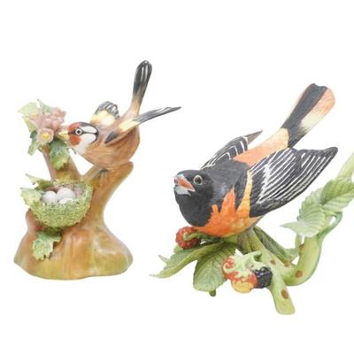 Sale Photo Thumbnail #16: 2 PORCELAIN BIRDS GOLDFINCH & BALTIMORE ORIOLE
