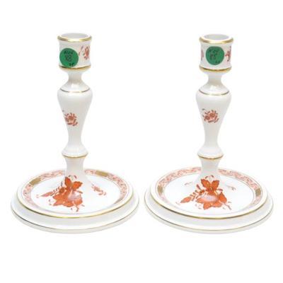 Sale Photo Thumbnail #91: PAIR HEREND CHINESE BOUQUET CANDLESTICKS