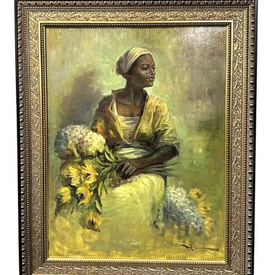 Sale Photo Thumbnail #3: JOHN CARROLL DOYLE ORIGINAL OIL SUMMER AND SUNFLOWERS