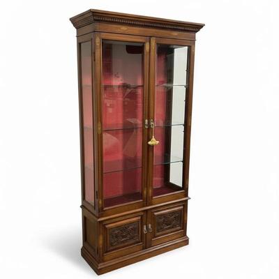 Sale Photo Thumbnail #128: EDWARDIAN PERIOD WALNUT AND MARQUETRY DISPLAY CABINET