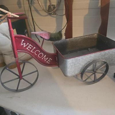 Vintage Metal Tricycle Planter 