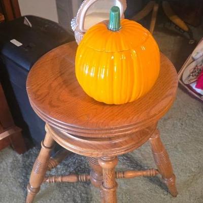 Vintage Oak Piano Stool 