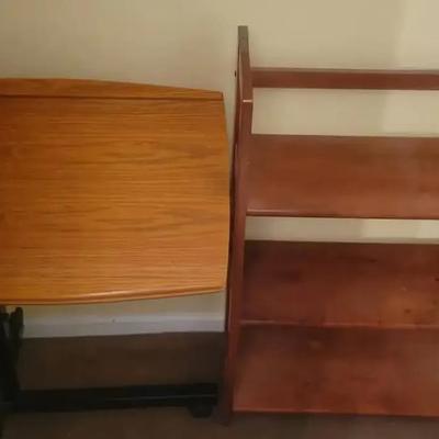 Wooden Adjustable Desk and 3-Tier Bookshelf