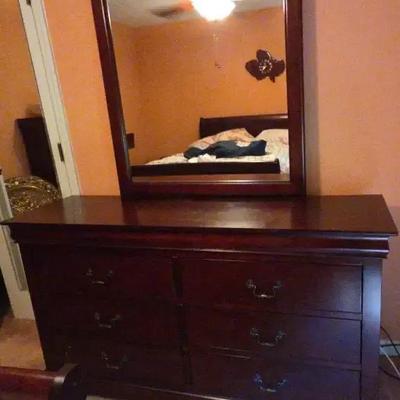 Traditional Cherrywood Dresser with Mirror