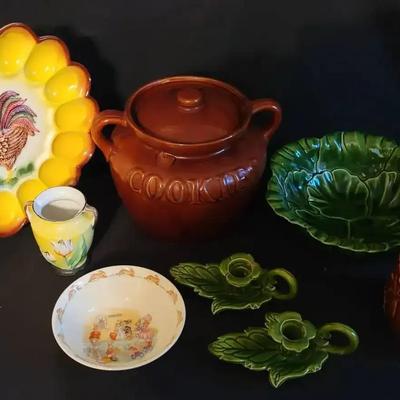 Vintage Country Kitchen Collection Featuring Majolica, Cemar, and Royal Doulton