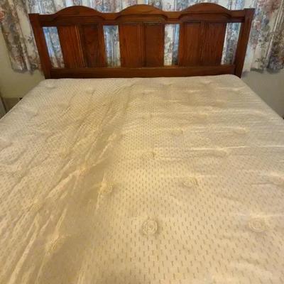 Vintage Drexel Heritage-Style Queen Headboard with Metal Frame on Wheels