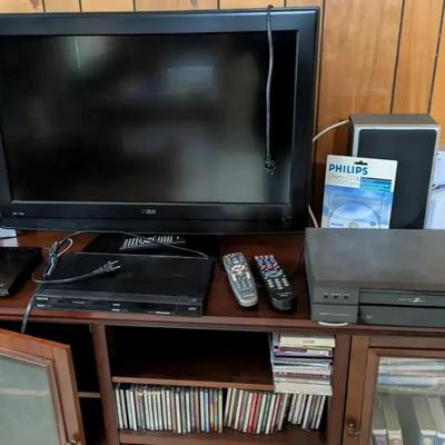RCA 32" TV with Sony Blu-ray, Philips DVD, Zenith VHS & Media Collection