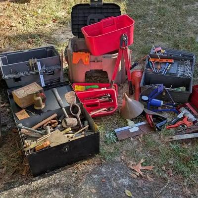 Seven Stocked Toolboxes Featuring Hand Tools, Bolt Cutters & More