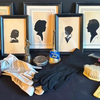 Vintage Silhouette Portraits, Brass Bells, and Household Accessories