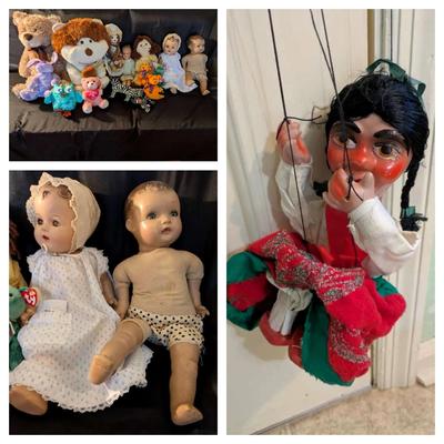 Vintage Composition Dolls, Marionette & Plush Toy Collection