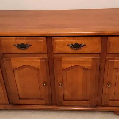 Hardwood Mid-Century Modern Sideboard with Velvet-Lined Drawer