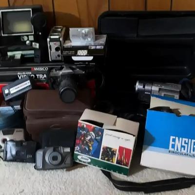 Vintage Camera and Video Equipment Collection Featuring Sears, Brownie, Fujica & Sony