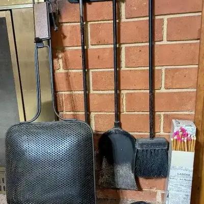 Vintage Fireplace Tool Set with Popcorn Maker, Ice Prongs & Matches