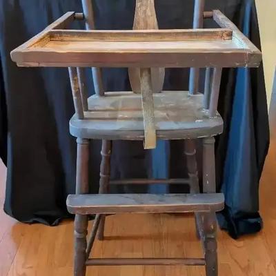 Antique Wooden Highchair with Lift Tray