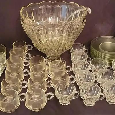 Anchor Hocking Colonial Punch Set with Vintage Glassware Collection