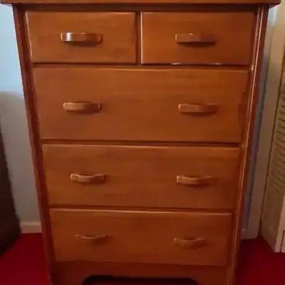 Solid Wood Vintage Maple 5-Drawer Chest