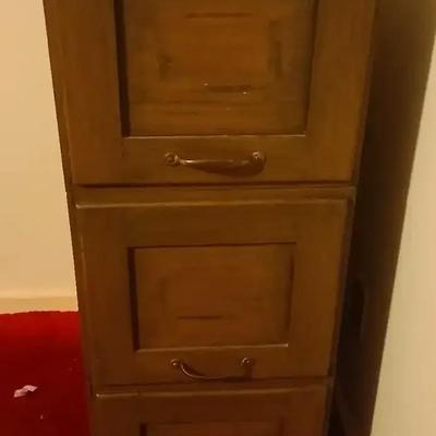 Three-Drawer Wooden Filing Cabinet