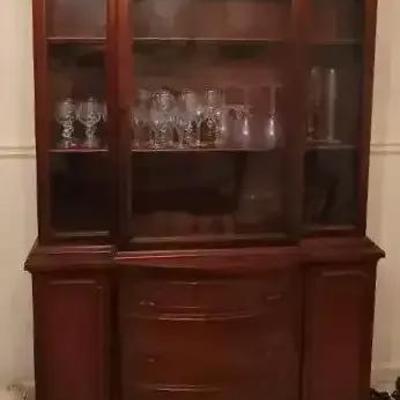 Vintage Solid Mahogany Bow-Front China Cabinet