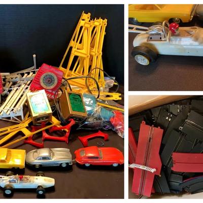 Vintage Slot Car Track Set with Cars, Timers & Accessories