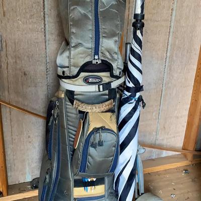 Tour Technology Golf Bag with Clubs and Pull Cart
