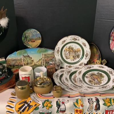 European Souvenir Collection Featuring Vintage Ashtray Set