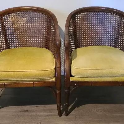 Pair Of Cane Back Club Chairs