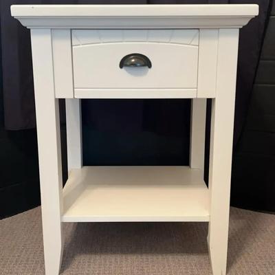 White Wooden Nightstand with Drawer