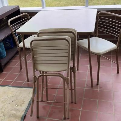 Vintage Cosco Metal Dining Table with Four Matching Chairs