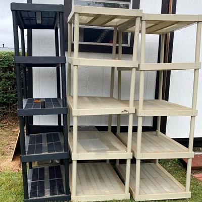 Set of Three Plastic Storage Shelving Units – 6' Tall