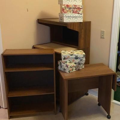 Wood-Look Rolling Microwave Cart, Side Table & Bookshelf