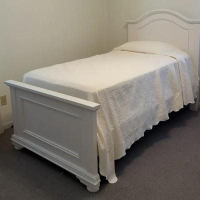 White Twin Bed with Headboard and Footboard