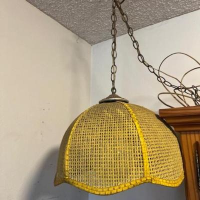 
Vintage MCM Rattan Wicker Hanging Lamp
