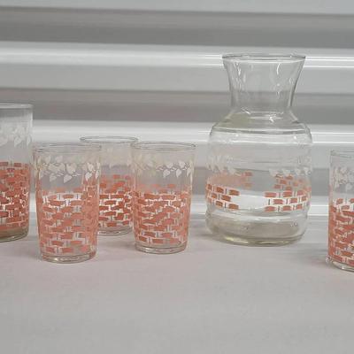 Federal Glass Basket Weave Juice Set (1115)