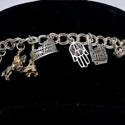 Sterling Bracelet W/14 Charms