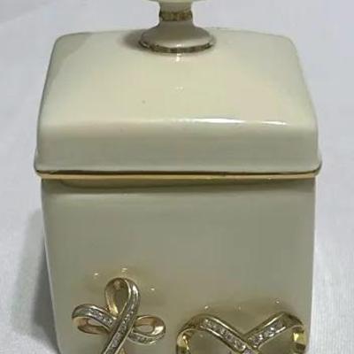 10K Gold & Diamond Cross Pendant, Sterling W/Possible Gold Plate, Lenox Porcelain Trinket Box