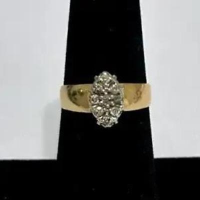 Ladies 14K Gold And Diamond Cocktail Ring Size 6  