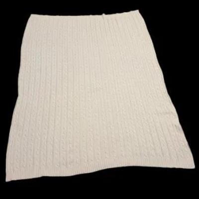 Ralph Lauren Hanley Cable-Knit Throw Blanket Off White