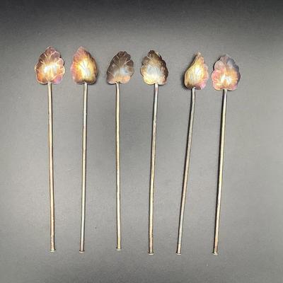 Six Sterling Silver Iced Tea Straws