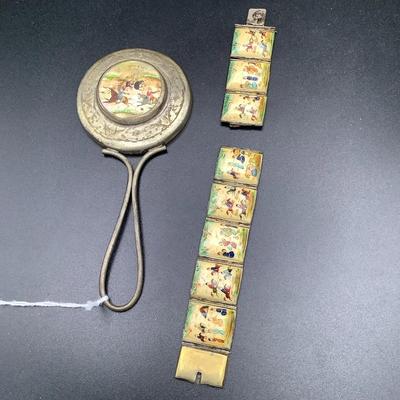 Vintage Hand Mirror And Bracelet 