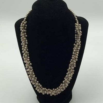 Silver Bead Necklace With Turkish Coin