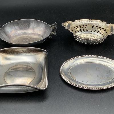 Four Small Sterling Silver Dishes 