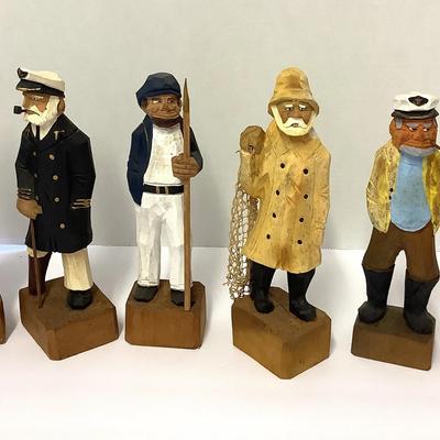 Six Hand Carved “Old Salt” Figurines 