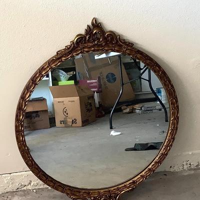 Gold Framed Round Mirror