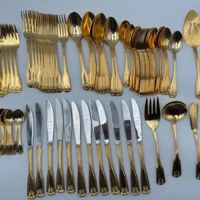 Vintage Golden Barclay "Geneve" Goldware Service For 12