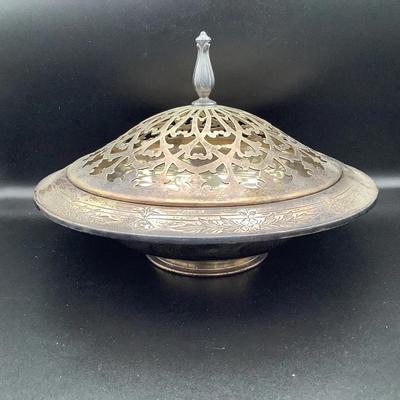 Wallace Sterling Silver Bowl With Silver Plate Lid