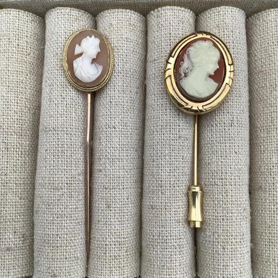 Two Cameo Stick Pins