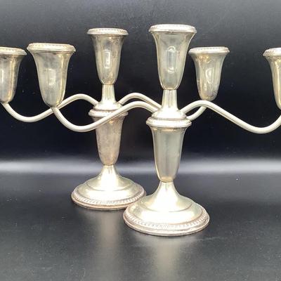 Pair Of Empire Candelabras - Weighted Sterling Silver 